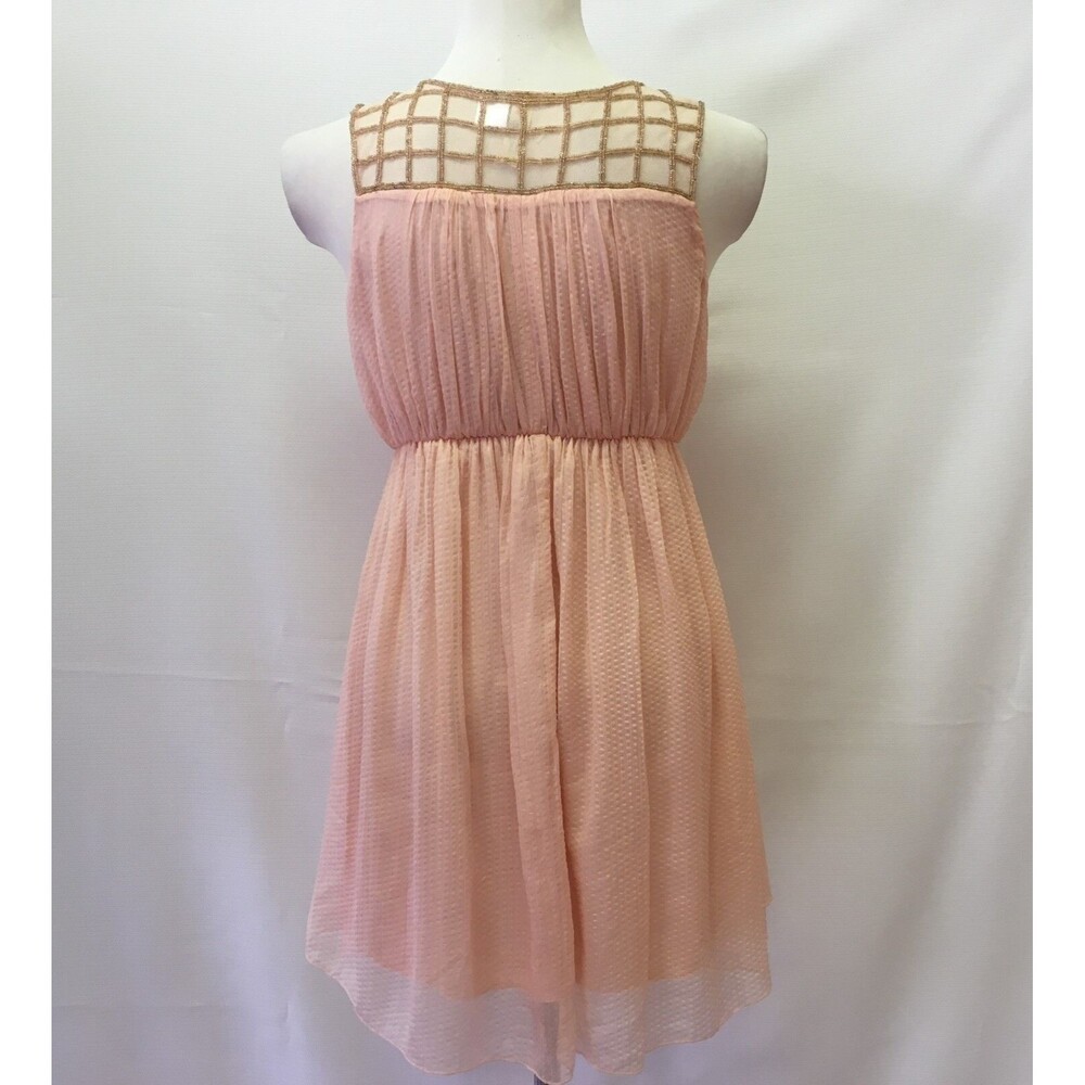 Alice Moon by Moon Collection Women's Dress Small Pink Peach Beaded Sleeveless - Picture 6 of 7
